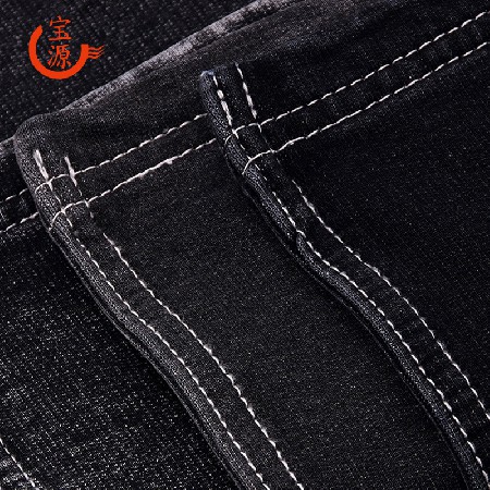 350g牛仔布厂家供应批发面料黑色服装弹力扎染